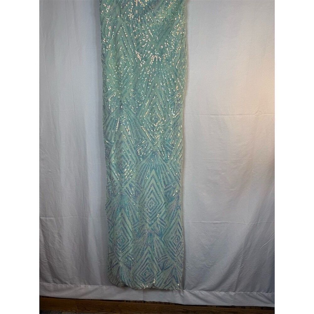 Speechless Womens Strapless Gown Size 11 Mint Green Sequin Maxi Prom Formal - Picture 3 of 11